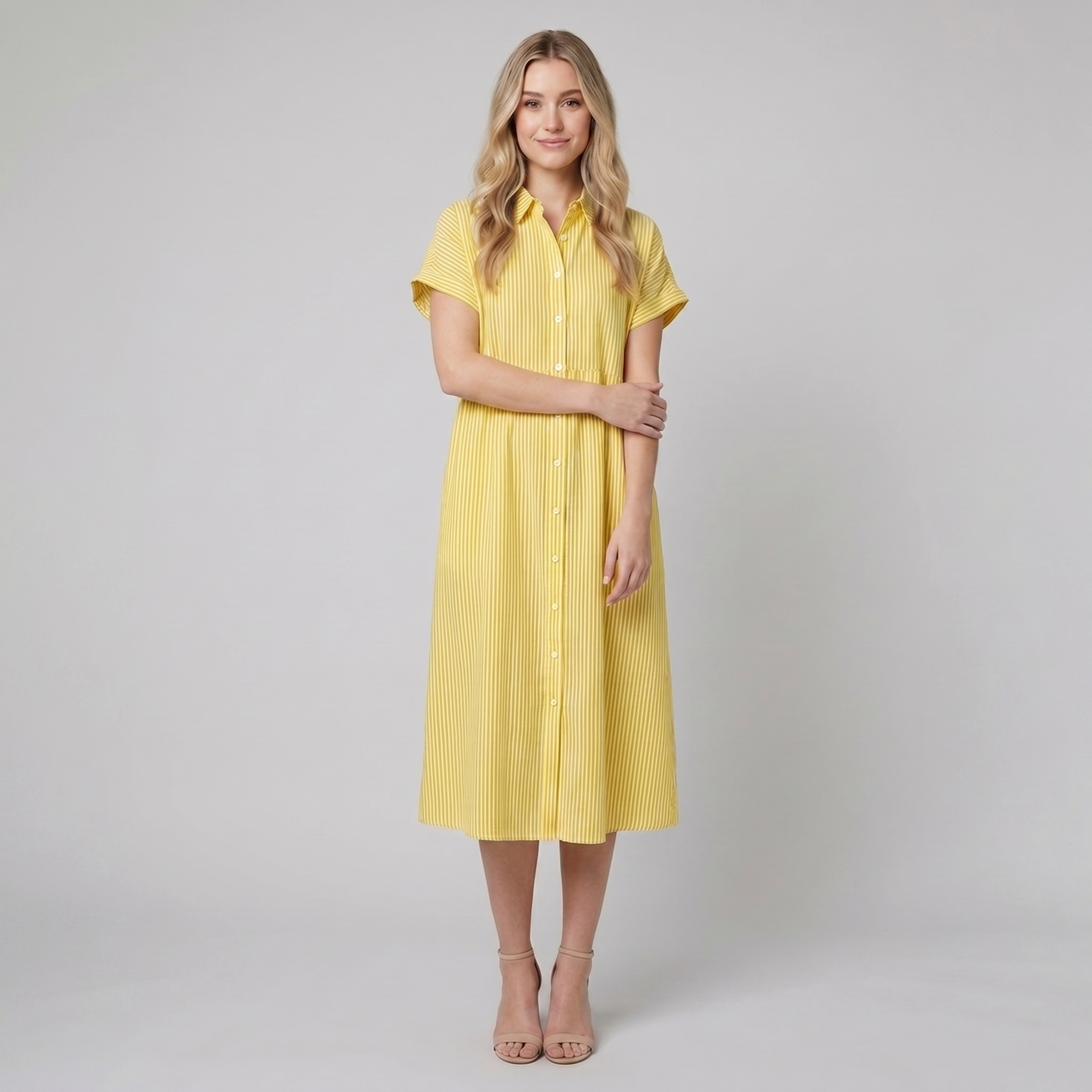 Sierra Shirt Dress | Soft Cotton Blend, Striped Design for Women 6