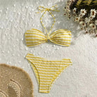 Sierra Striped Bikini Set | Adjustable Halter, High Leg Bikini Bottoms 3
