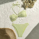 Sierra Striped Bikini Set | Adjustable Halter, High Leg Bikini Bottoms 5