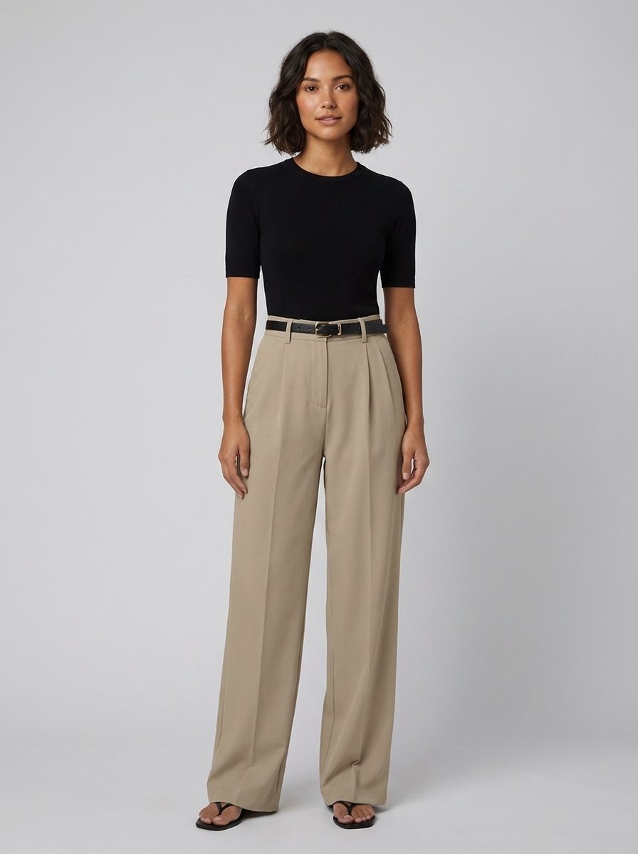 Sola Wide Leg Trousers | Flowy Woven Fabric, Regular Fit 2