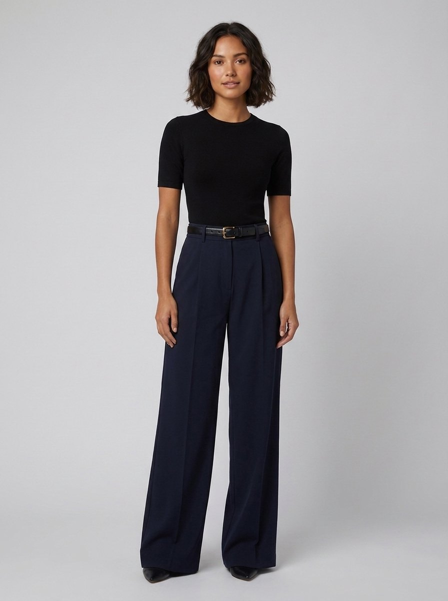 Sola Wide Leg Trousers | Flowy Woven Fabric, Regular Fit 5
