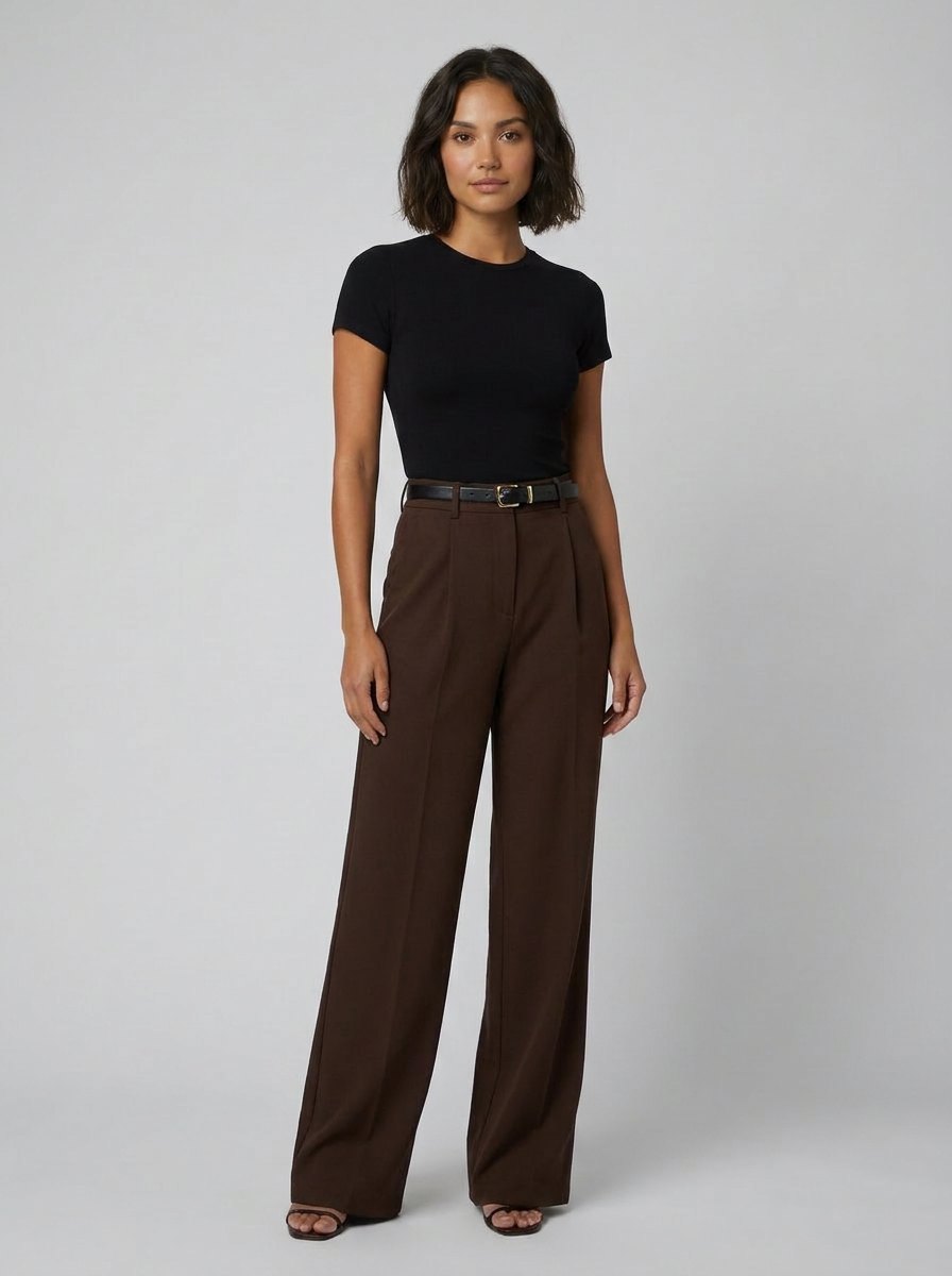 Sola Wide Leg Trousers | Flowy Woven Fabric, Regular Fit 6