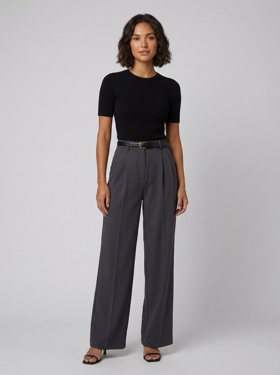 Sola Wide Leg Trousers | Flowy Woven Fabric, Regular Fit 7