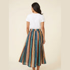 Sora A-Line Skirt | Striped Retro Print, Linen Blend 2