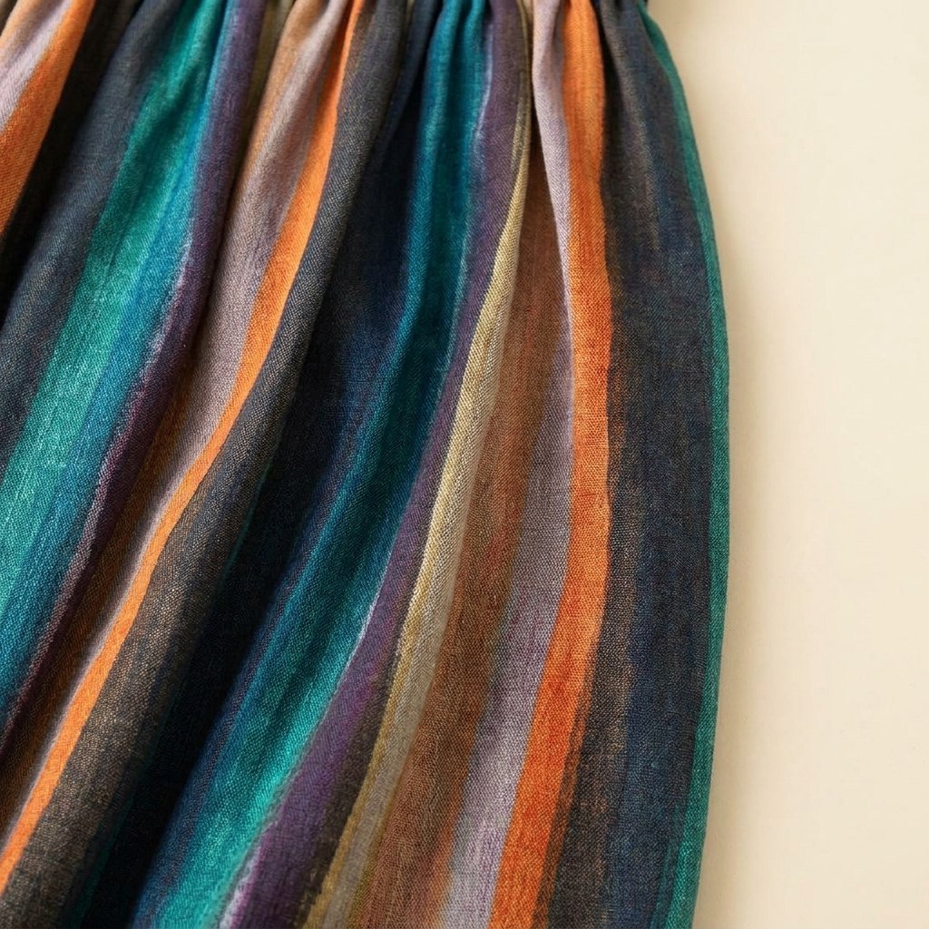 Sora A-Line Skirt | Striped Retro Print, Linen Blend 4