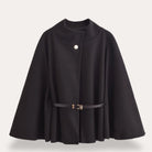 Talia Cape Coat | Black Wool Blend, Classic Draped Design for Women 0