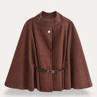 Talia Cape Coat | Black Wool Blend, Classic Draped Design for Women 1