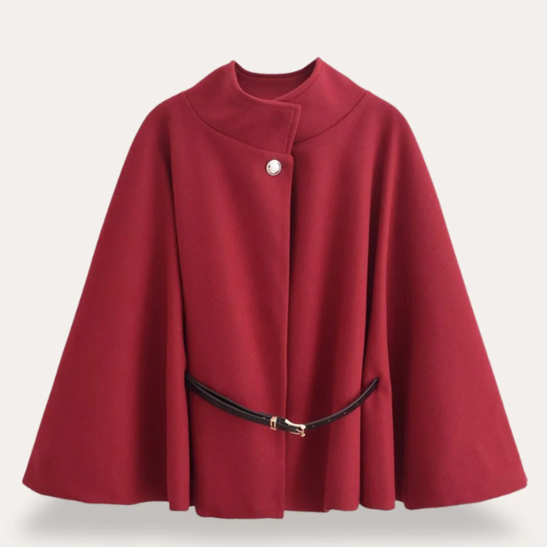 Talia Cape Coat | Black Wool Blend, Classic Draped Design for Women 2