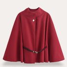 Talia Cape Coat | Black Wool Blend, Classic Draped Design for Women 2