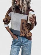 Talia Knit Sweater | Leopard Patchwork, Loose Fit for Women 1
