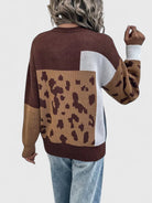 Talia Knit Sweater | Leopard Patchwork, Loose Fit for Women 2