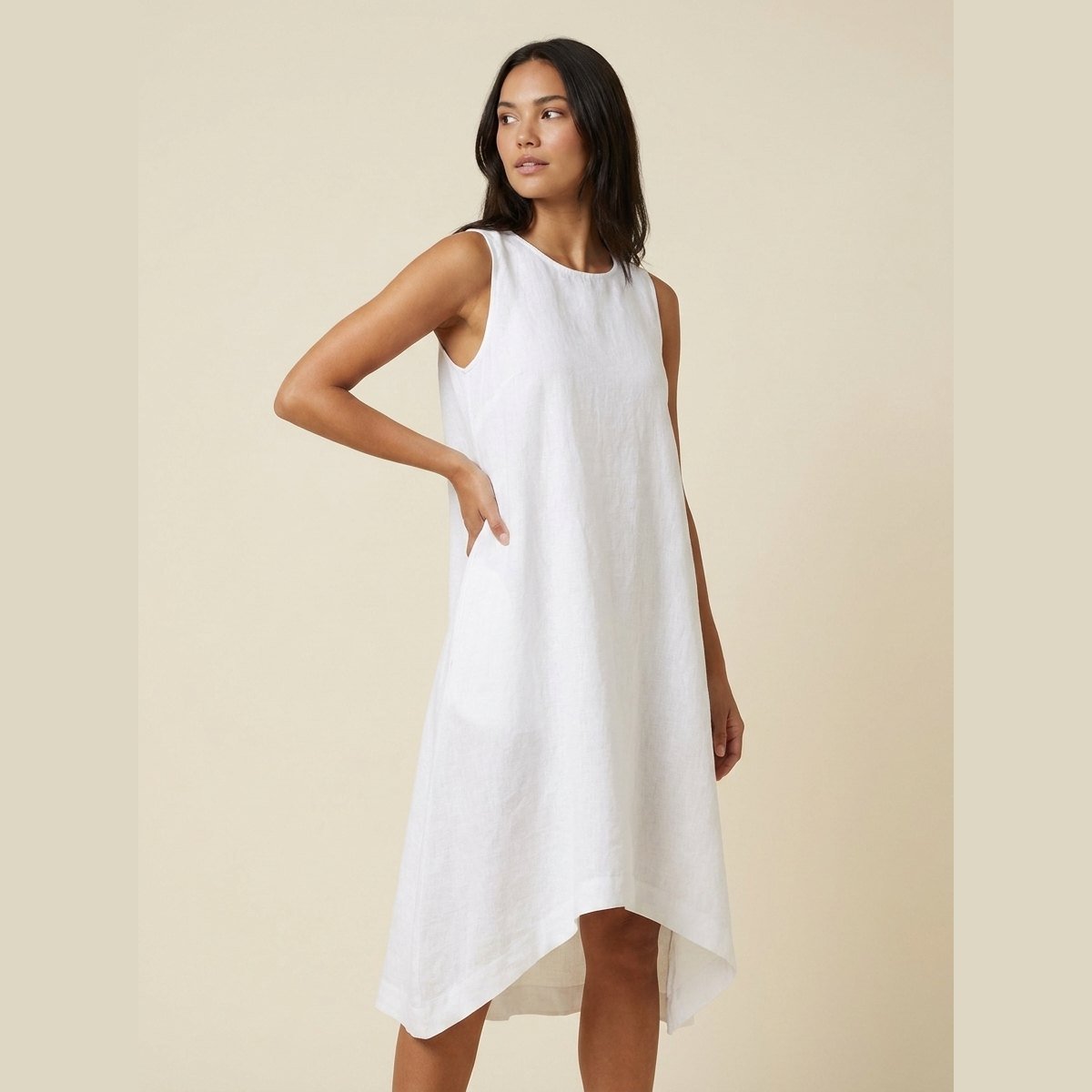 Talia Maxi Dress | Lightweight Linen, Asymmetrical Hem, Relaxed Fit 1