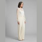 Talia White Blouse | Recycled Nylon, Flattering Lace Design 2
