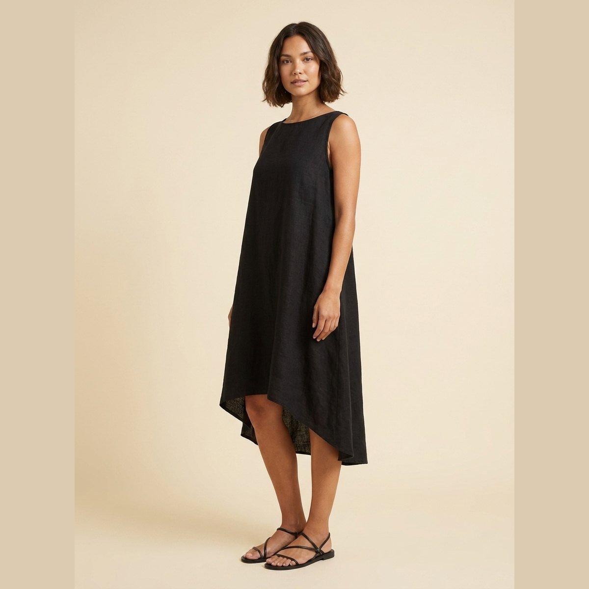 Talia Women's Dress | Lightweight Linen, Asymmetrical Hem, Relaxed Fit 1