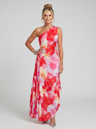 Taya Midi Dress | One Shoulder, Pleated Bodice, Ideal for Wedding Guests and Summer Events 0
