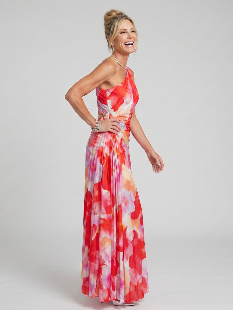 Taya Midi Dress | One Shoulder, Pleated Bodice, Ideal for Wedding Guests and Summer Events 1