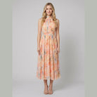 Thirza Halter Dress | Silk-Blend Chiffon, Unique Floral Print Maxi Dress for Women 0