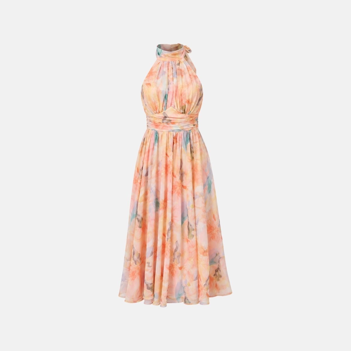 Thirza Halter Dress | Silk-Blend Chiffon, Unique Floral Print Maxi Dress for Women 3
