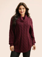 Tula Cable-Knit Pullover | Turtleneck, Curved Hem, Extended Sizes 0