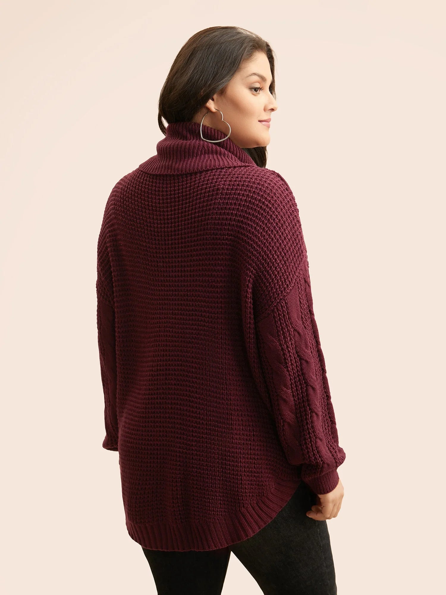Tula Cable-Knit Pullover | Turtleneck, Curved Hem, Extended Sizes 1
