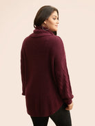 Tula Cable-Knit Pullover | Turtleneck, Curved Hem, Extended Sizes 1
