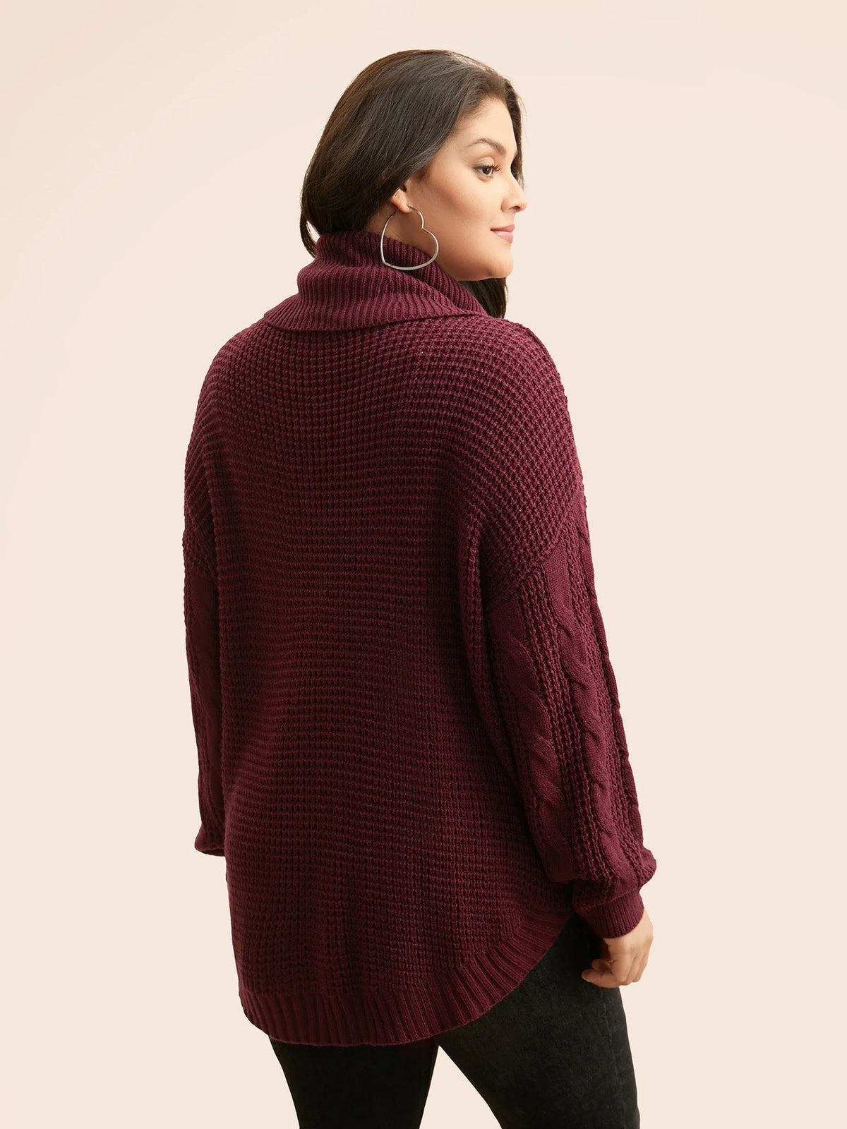 Tula Cable-Knit Pullover | Turtleneck, Curved Hem, Extended Sizes 1