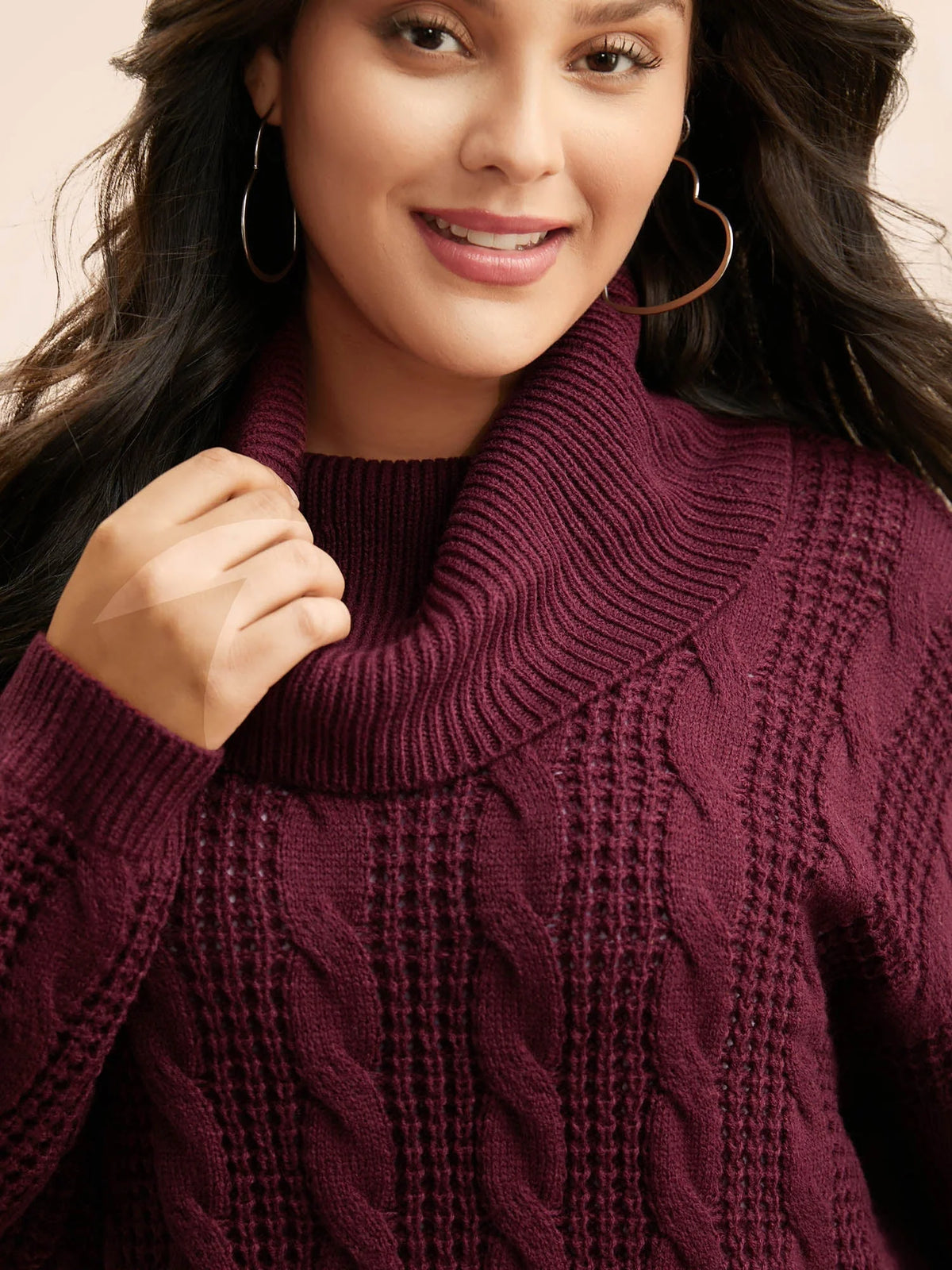 Tula Cable-Knit Pullover | Turtleneck, Curved Hem, Extended Sizes 4