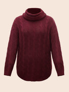 Tula Cable-Knit Pullover | Turtleneck, Curved Hem, Extended Sizes 7