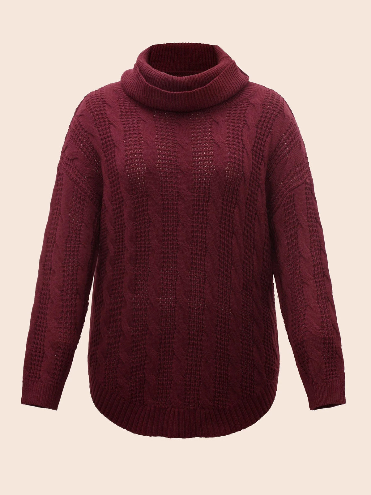Tula Cable-Knit Pullover | Turtleneck, Curved Hem, Extended Sizes 7