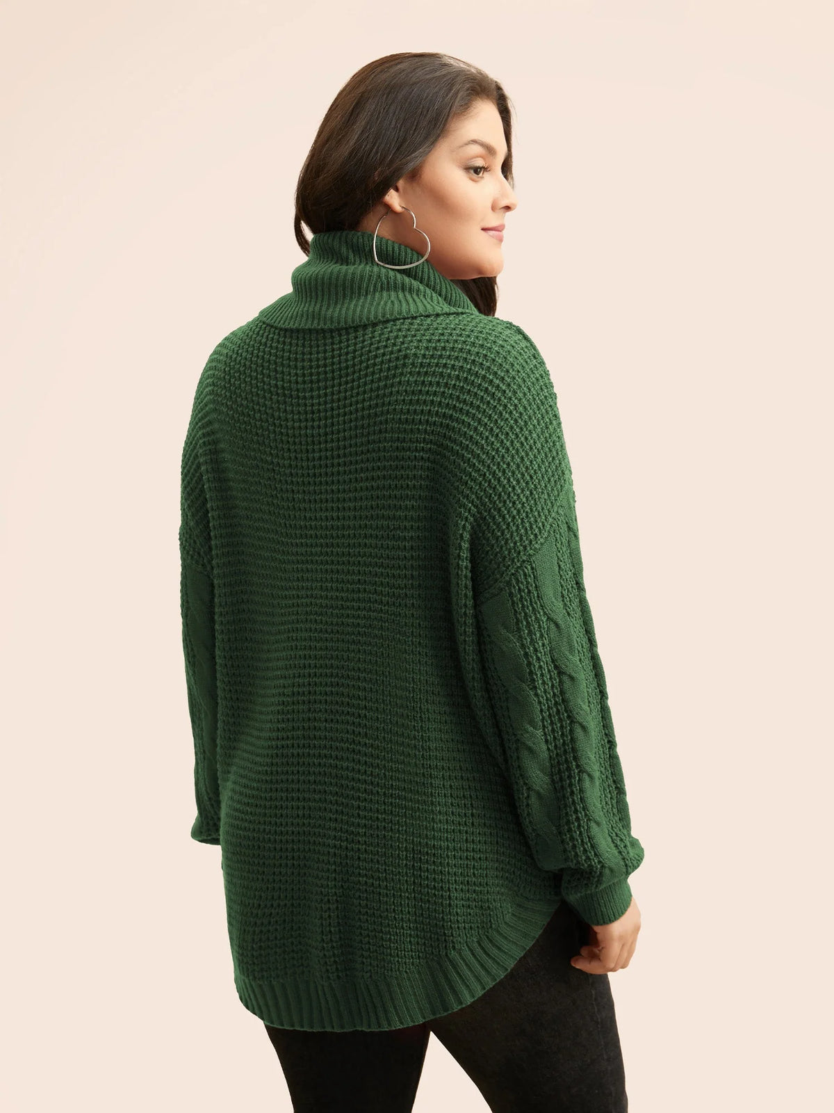 Tula Cable-Knit Pullover | Turtleneck, Curved Hem, Extended Sizes 8