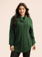 Tula Cable-Knit Pullover | Turtleneck, Curved Hem, Extended Sizes 9