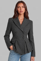 Tweed Peplum Blazer with Double-Breasted Front 1