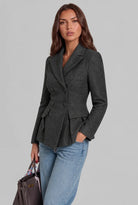 Tweed Peplum Blazer with Double-Breasted Front 2