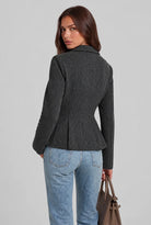 Tweed Peplum Blazer with Double-Breasted Front 3