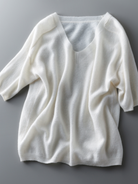 Vela Knit Top | Soft Cashmere-Acrylic Blend V-Neck 7