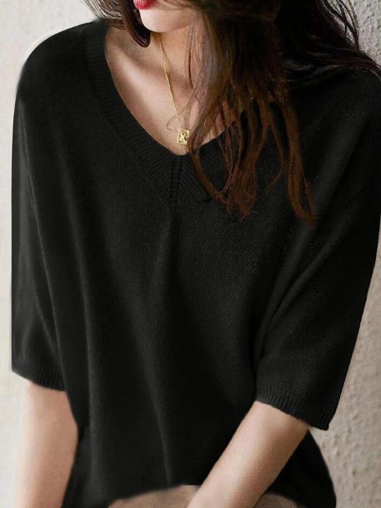Vela Knit Top | Soft Cashmere-Acrylic Blend V-Neck 8