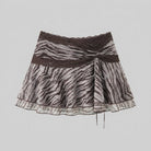 Vela Mini Skirt | Zebra Print Mesh with Double Lace Trim 4
