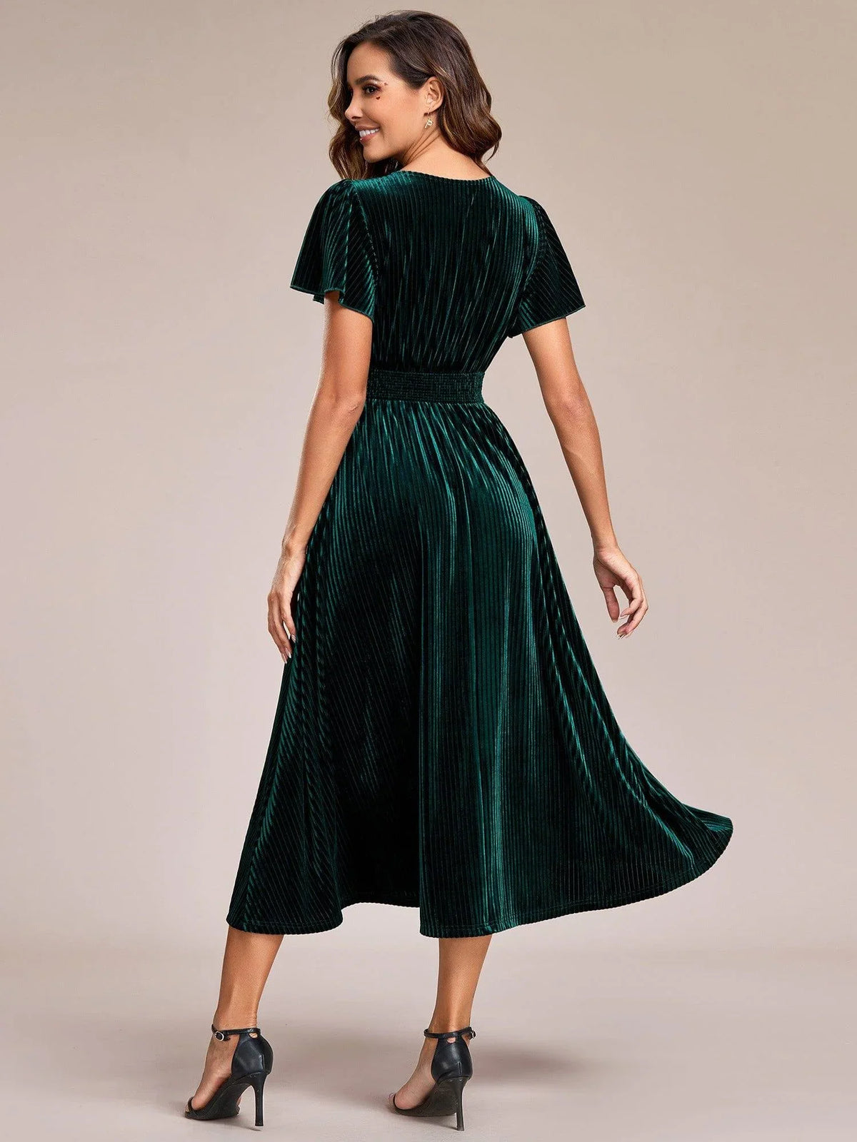 Vela Velvet Midi Dress | V-Neck, Plus Size Wedding Guest & Cocktail Dress 1