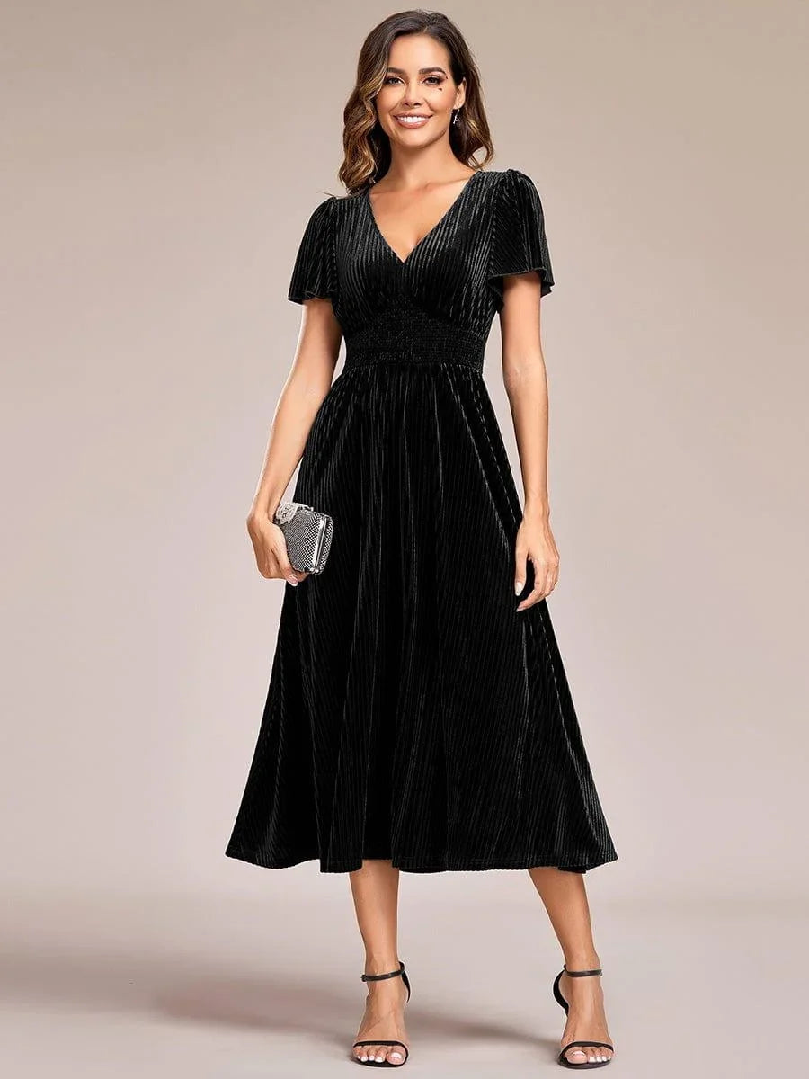 Vela Velvet Midi Dress | V-Neck, Plus Size Wedding Guest & Cocktail Dress 12
