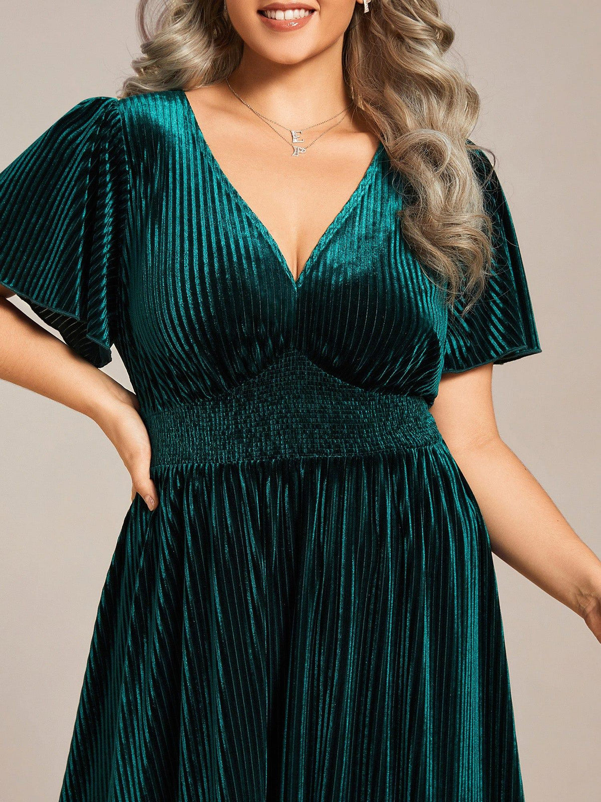 Vela Velvet Midi Dress | V-Neck, Plus Size Wedding Guest & Cocktail Dress 7