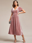 Vela Velvet Midi Dress | V-Neck, Plus Size Wedding Guest & Cocktail Dress 8