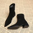 Vera Black Ankle Boots | Suede-Touch, Pointed Toe, Block Heel 3