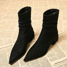 Vera Black Ankle Boots | Suede-Touch, Pointed Toe, Block Heel 5