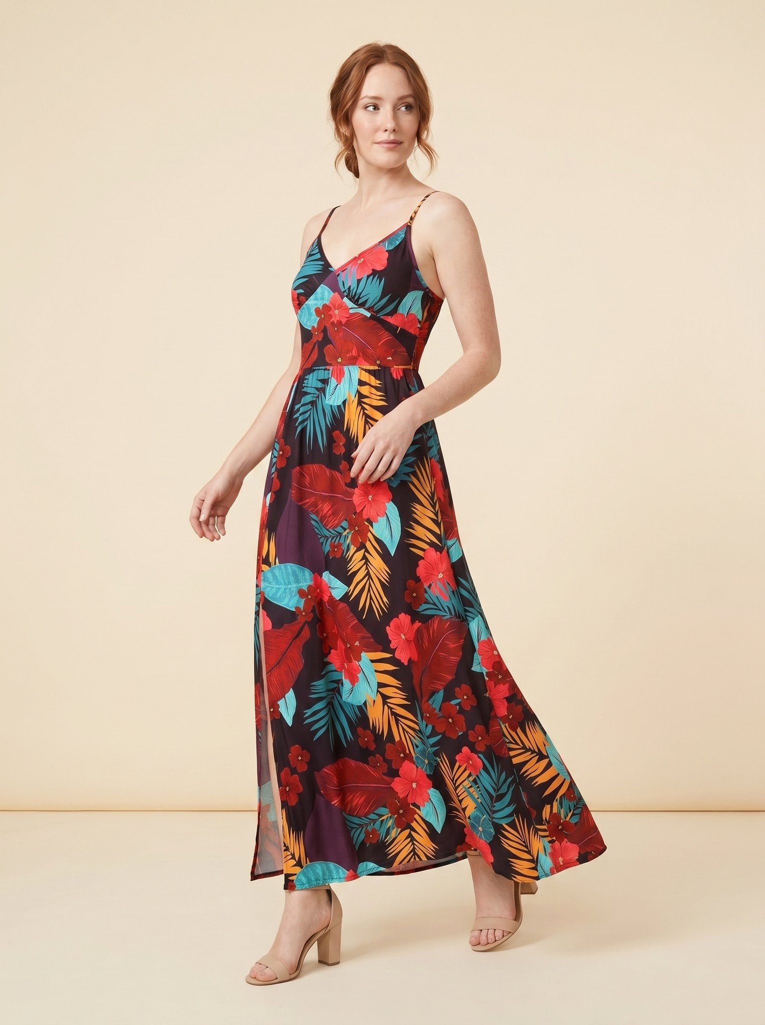 Vera Maxi Dress | Floral Print, High Waist Sleeveless Summer Wedding Guest Dress 1