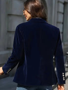 Vera Velvet Blazer | Navy with Gold Buttons, Tailored Fit 2