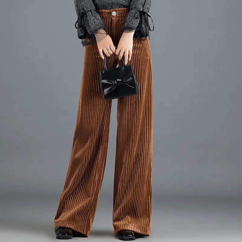 Vera Wide Leg Trousers | Soft Corduroy, Mid-High Rise 1