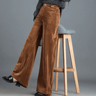 Vera Wide Leg Trousers | Soft Corduroy, Mid-High Rise 4
