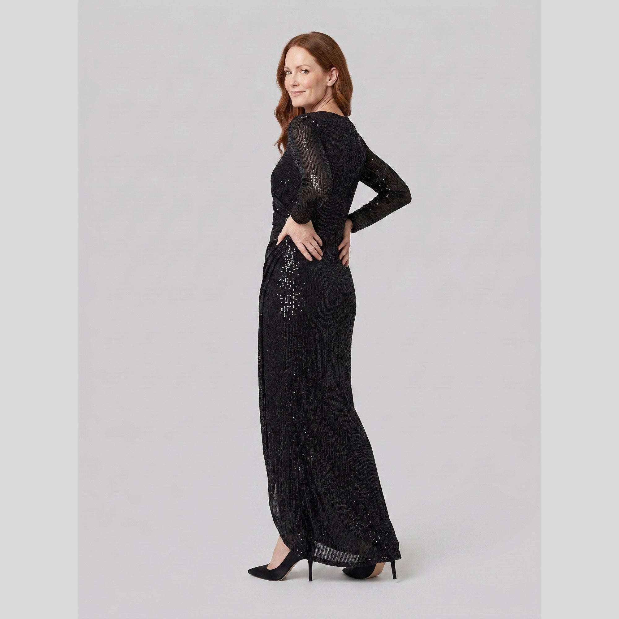 Vesper sequin evening gown with thigh-high slit 2