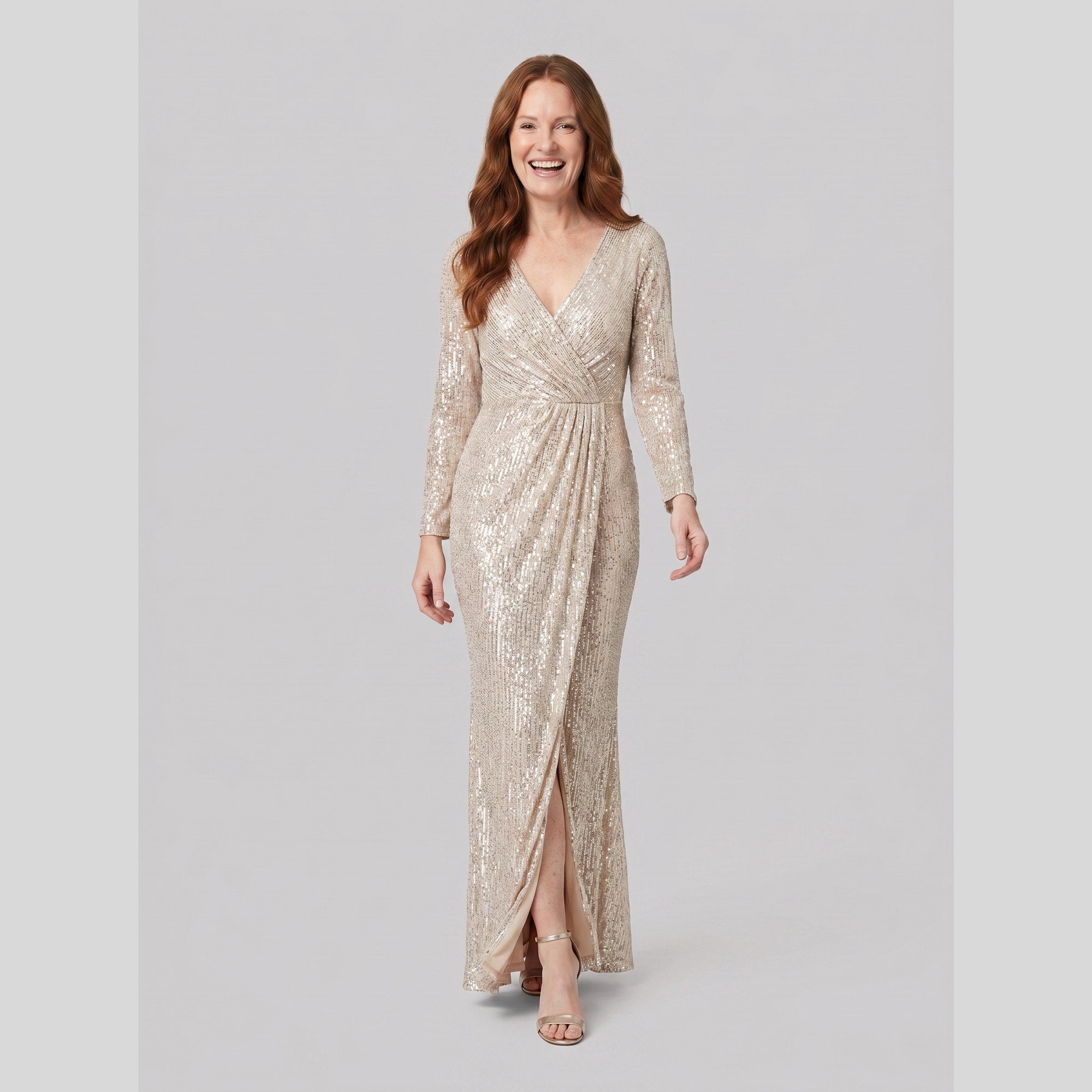 Vesper sequin evening gown with thigh-high slit 3