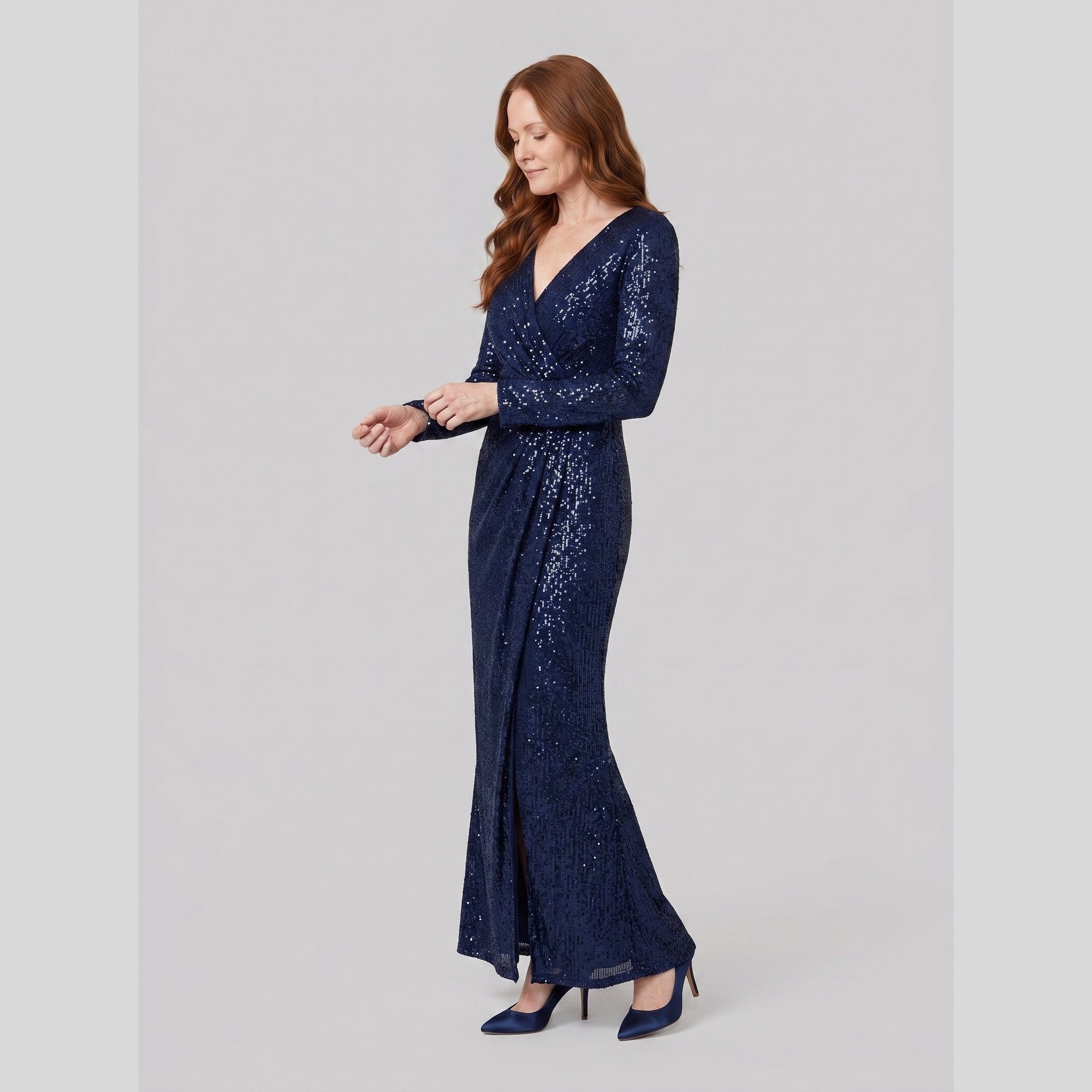 Vesper sequin evening gown with thigh-high slit 4
